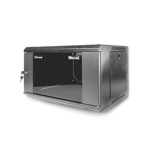 GM-6406UR|GABINETE MURAL 6UR 19" DE 600X365X450 CON PUERTA DE VIIO Y ACCESOS LATERALES - ISTEN